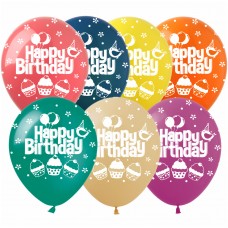 12" (30см) Happy Birthday кексики 5ст (25шт)