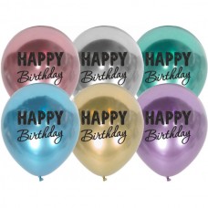 12" (30см) Happy Birthday (1 ст.) Mirror Хром (50шт) 