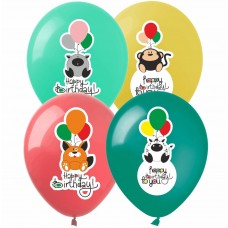12" (30см) Happy Birthday Звірятка (25шт)
