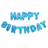 Куля Happy Birthday блакитні зірочки (40см висота літери)|