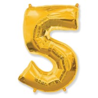 Фольгированная цифра 5 золотая 100см (FM Испания)