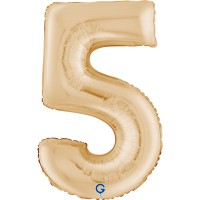Фольгована цифра 5 біле золото 66см (Grabo Італія)