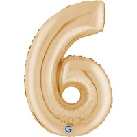 Фольгована цифра 6 біле золото 66см (Grabo Італія)