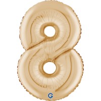 Фольгована цифра 8 біле золото 66см (Grabo Італія)