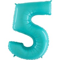 Фольгована цифра 5 пастель блакитна 66см (Grabo Італія)
