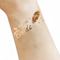 Тимчасові тату на дівич-вечір Team Bride з пір'їнкою (10шт)