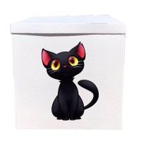 Наклейка на коробку чорне кошеня (50см)