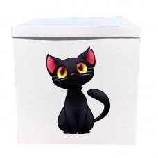 Наклейка на коробку чорне кошеня (50см)