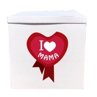 Наклейка на коробку я люблю маму (50см)