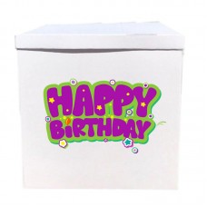 Наклейка на коробку Happy Birthday фиолетовым (50см)