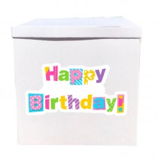 Наклейка на коробку Happy Birthday горошек полоска (50см)