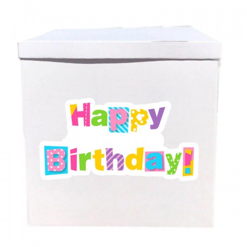Наклейка на коробку Happy Birthday горошек полоска (50см) Наклейка на коробку Happy Birthday горошек полоска (50см)
