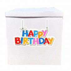 Наклейка на коробку Happy Birthday на зав'язочках (50см)