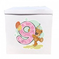 Наклейка на коробку Ведмедик з "9" (50см)