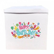 Наклейка на коробку Happy Birthday веселий (50см)