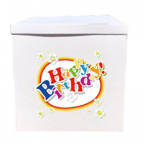 Наклейка на коробку Happy Birthday ромашки (50см) Наклейка на коробку Happy Birthday ромашки (50см)