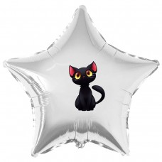 Наклейка кольорова чорне кошеня на кулю 18 "(45см)
