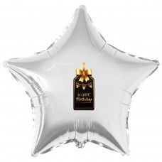 Наклейка кольорова Happy Birthday чорний з золотом на кулю 18 "(45см)