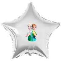 Наклейка цветная Анна и Эльза на шар 18" (45см)