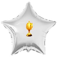 Наклейка цветная золотой кубок на шар 18" (45см)