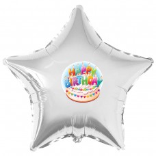 Наклейка кольорова Happy Birthday торт на кулю 18 "(45см)
