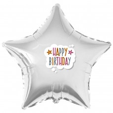 Наклейка кольороваHappy Birthday в хмарці на кулю 18 "(45см)