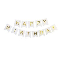 Прапорці паперові Happy Birthday БІЛІ