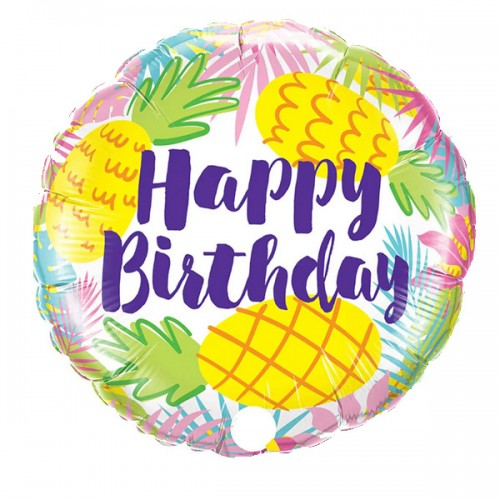 18" (45см) Happy Birthday ананасы (Китай) 18" (45см) Happy Birthday ананасы (Китай)