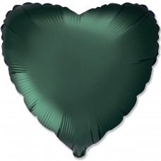 18" (45см) фольгированный шар СЕРДЦЕ сатин темно-зеленое Dark green (FM Испания)