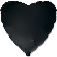 18" (45см) фольгована куля СЕРЦЕ сатин чорне black (FM Іспанія)