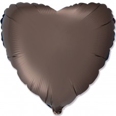 18" (45см) фольгированный шар СЕРДЦЕ сатин коричневое brown (FM Испания)