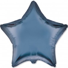 18" (45см) фольгированный шар ЗВЕЗДА сатин синяя сталь Steel blue (FM Испания)