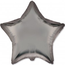 18" (45см) фольгированный шар ЗВЕЗДА сатин серая сталь Steel grey (FM Испания)