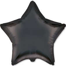 18" (45см) фольгированный шар ЗВЕЗДА сатин черная black (FM Испания)