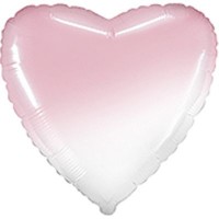 18" (45см) куля фольгована СЕРЦЕ омбре біло-рожеве (FM Іспанія)