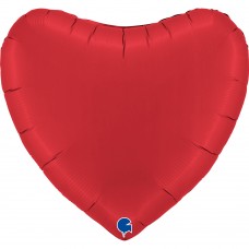 18" (45см) серце сатин рубін червоний Satin Rubin Red (Grabo Італія) без УП