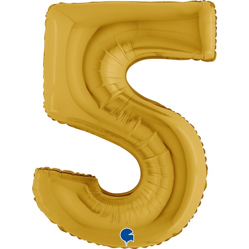 Фольгированная цифра 5 золото 100см (Grabo Италия) Фольгированная цифра 5 золото 100см (Grabo Италия)