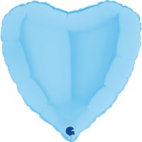 18" (45см) серце макарун блакитний matte blue (Grabo Італія) без УП