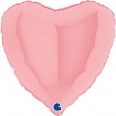18" (45см) серце макарун рожевий matte pink (Grabo Італія) без УП