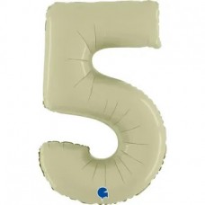Фольгированная цифра 5 сатин оливковая 66см (Grabo Италия)