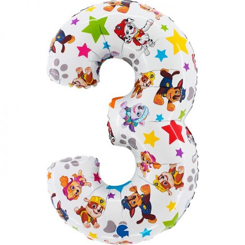 Фольгированная цифра 3 Щенячий патруль Paw Patrol 66см (Grabo Италия) без УП Фольгированная цифра 3 Щенячий патруль Paw Patrol 66см (Grabo Италия) без УП