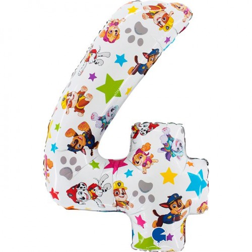 Фольгована цифра 4 Щенячий патруль Paw Patrol 66см (Grabo Італія) без УП Фольгована цифра 4 Щенячий патруль Paw Patrol 66см (Grabo Італія) без УП