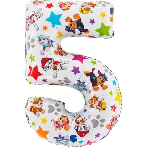 Фольгированная цифра 5 Щенячий патруль Paw Patrol 66см (Grabo Италия) без УП Фольгированная цифра 5 Щенячий патруль Paw Patrol 66см (Grabo Италия) без УП