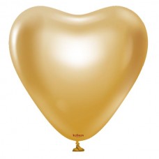 12" (30см) Серце хром золото Mirror Gold (25шт) kalisan