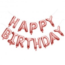 Куля Happy Birthday рожеве золото (40см висота літери)|