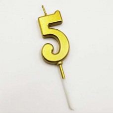 Свічка Цифра "5" із позолотою