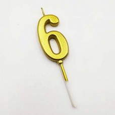 Свічка Цифра "6" із позолотою