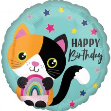 18" (45см) Коло Happy Birthday котик (Китай)