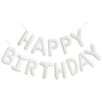 Куля Happy Birthday біла (40см висота букви)|
