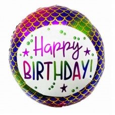 18" (45см) Коло Happy Birthday луска різнокольорова (Китай)